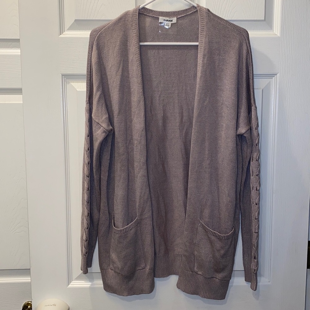 Garage Braided Sleeves Open 2 Pocket Cardigan